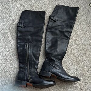 Black Leather Knee-High Boots